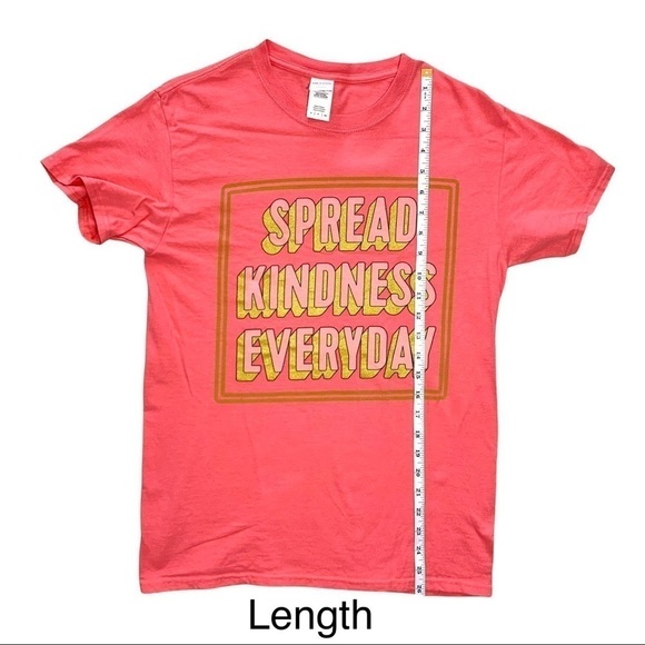 Gildan Coral Pink Gold Glitter Spread Kindness Everyday Graphic T-Shirt Size S - Picture 12 of 15